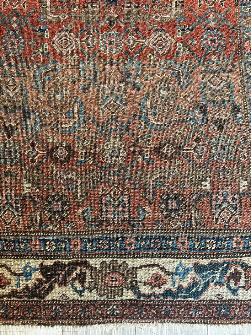 Antique Late 19th Century Persian Kurdish Gholtogh Rug 4 x 7