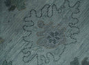 Bluish Gray Oushak Wool Area Rug - Hand Knotted Turkish Antique