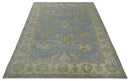 Antique look Charcoal and Beige Hand knotted Traditional Oushak wool Area Rug