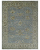 Antique look Charcoal and Beige Hand knotted Traditional Oushak wool Area Rug