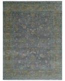 Antique look Charcoal and Olive Hand Knotted 9x12 Traditional Oushak Wool Area Rug by The Rug Decor