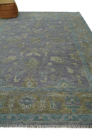 Antique look Charcoal and Olive Hand Knotted 9x12 Traditional Oushak Wool Area Rug by The Rug Decor