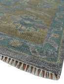 Antique look Charcoal and Olive Hand Knotted 9x12 Traditional Oushak Wool Area Rug by The Rug Decor