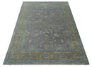 Antique look Charcoal and Olive Hand Knotted 9x12 Traditional Oushak Wool Area Rug by The Rug Decor