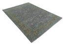 Antique look Charcoal and Olive Hand Knotted 9x12 Traditional Oushak Wool Area Rug by The Rug Decor