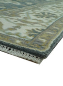Antique look Charcoal, Ivory and Olive 6x9 Hand Knotted Traditional Oriental Oushak wool rug by The Rug Decor