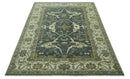 Antique look Charcoal, Ivory and Olive 6x9 Hand Knotted Traditional Oriental Oushak wool rug by The Rug Decor