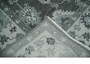 Charcoal Ivory Silver Hand Knotted Wool Area Rug Oushak Antique