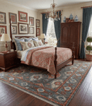 Hand Knotted Wool Oushak Turkish Traditional Area Rug Gray Rust Ivory Antique Look