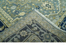 Antique look Gray, Olive and Blue 8x10 Traditional Heriz Hand Knotted wool Rug by The Rug Decor