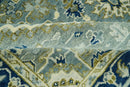 Antique look Gray, Olive and Blue 8x10 Traditional Heriz Hand Knotted wool Rug by The Rug Decor