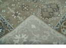 Grayish-Green Ivory Hand Knotted Wool Area Rug - Antique Heriz