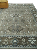 Grayish-Green Ivory Hand Knotted Wool Area Rug - Antique Heriz