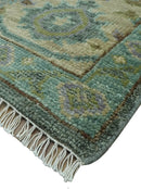 Antique look Green and Olive Hand Knotted Traditional Oushak 9x12 wool area rug by The Rug Decor