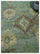 Antique look Green and Olive Hand Knotted Traditional Oushak 9x12 wool area rug by The Rug Decor