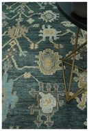 Antique look Green, Aqua and Beige Hand Knotted Traditional Oushak 8x10 wool area Rug by The Rug Decor