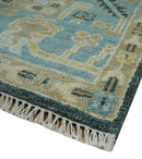 Antique look Green, Aqua and Beige Hand Knotted Traditional Oushak 8x10 wool area Rug by The Rug Decor