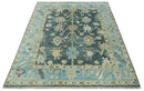 Antique look Green, Aqua and Beige Hand Knotted Traditional Oushak 8x10 wool area Rug by The Rug Decor