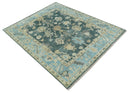 Antique look Green, Aqua and Beige Hand Knotted Traditional Oushak 8x10 wool area Rug by The Rug Decor