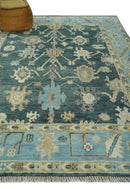 Antique look Green, Aqua and Beige Hand Knotted Traditional Oushak 8x10 wool area Rug by The Rug Decor