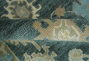 Antique look Green, Aqua and Beige Hand Knotted Traditional Oushak 8x10 wool area Rug by The Rug Decor