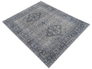 Antique Look Hand Knotted 8x10 Traditional Gray And Blue Wool Area Rug by The Rug Decor