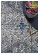 Antique Look Hand Knotted 8x10 Traditional Gray And Blue Wool Area Rug by The Rug Decor