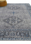 Antique Look Hand Knotted 8x10 Traditional Gray And Blue Wool Area Rug by The Rug Decor