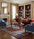 Wool Area Rug Antique Maroon and Blue Hand Tufted Heriz Medallion by The Rug Decor