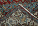 Antique look Rust, Aqua and Ivory Traditional Heriz 9x12 Hand Knotted wool area rug by The Rug Decor