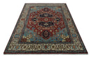 Antique look Rust, Aqua and Ivory Traditional Heriz 9x12 Hand Knotted wool area rug by The Rug Decor