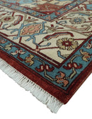 Antique look Rust, Aqua and Ivory Traditional Heriz 9x12 Hand Knotted wool area rug by The Rug Decor
