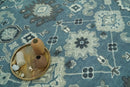 Antique look Shades of Teal and Ivory Traditional Oriental Oushak wool rug by The Rug Decor