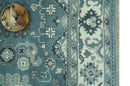 Antique look Shades of Teal and Ivory Traditional Oriental Oushak wool rug by The Rug Decor