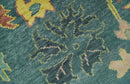 Antique look Teal and Olive 9x12 Hand Knotted Traditional Oushak wool rug by The Rug Decor