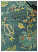 Antique look Teal and Olive 9x12 Hand Knotted Traditional Oushak wool rug by The Rug Decor