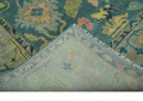 Antique look Teal and Olive 9x12 Hand Knotted Traditional Oushak wool rug by The Rug Decor