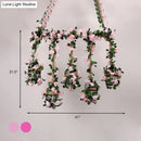 GobekUsa Antique Metal Island Chandelier with 5 Pink Heads - Restaurant Ceiling Light with Cherry Blossom/Rose Design