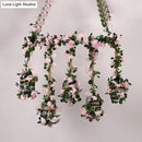 GobekUsa Antique Metal Island Chandelier with 5 Pink Heads - Restaurant Ceiling Light with Cherry Blossom/Rose Design