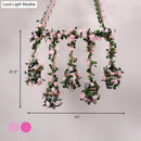 GobekUsa Antique Metal Island Chandelier with 5 Pink Heads - Restaurant Ceiling Light with Cherry Blossom/Rose Design