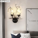 GobekUsa Antique Metal Wall Sconce with Crystal Accents - Elegant Black Flower Design, 2 Lights - Perfect for Living Room