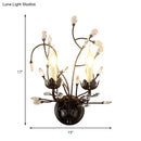 GobekUsa Antique Metal Wall Sconce with Crystal Accents - Elegant Black Flower Design, 2 Lights - Perfect for Living Room