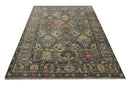 Charcoal Brown Blue Wool Oushak Traditional Area Rug Hand Knotted by The Rug Decor