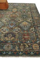 Charcoal Brown Blue Wool Oushak Traditional Area Rug Hand Knotted by The Rug Decor