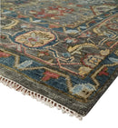 Charcoal Brown Blue Wool Oushak Traditional Area Rug Hand Knotted by The Rug Decor