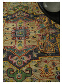 Hand Knotted Wool Area Rug Moss Green Pink Blue Charcoal Traditional by The Rug Decor