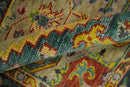 Hand Knotted Wool Area Rug Moss Green Pink Blue Charcoal Traditional by The Rug Decor