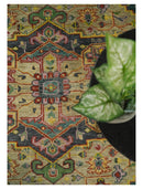 Hand Knotted Wool Area Rug Moss Green Pink Blue Charcoal Traditional by The Rug Decor