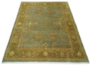 Antique Moss 8x10 Hand Knotted Gray and Brown Traditional Vintage Persian Style Wool Rug | AC22810