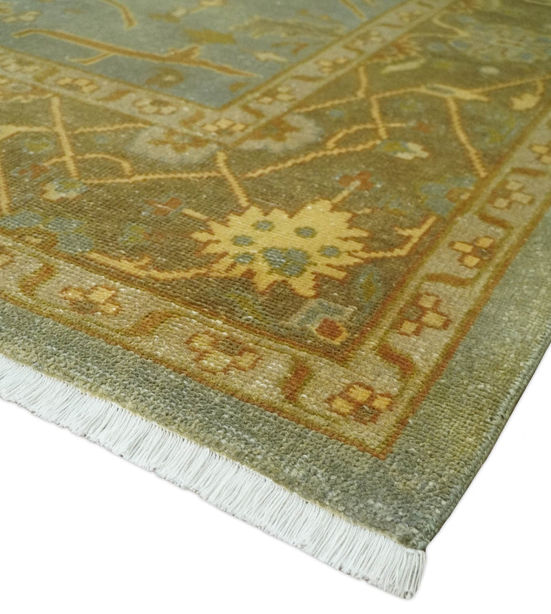 Antique Moss 8x10 Hand Knotted Gray and Brown Traditional Vintage Persian Style Wool Rug | AC22810